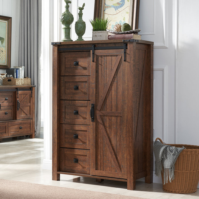 Gracie Oaks Tarnov 48" W 5 Drawer Dresser & 1 Door, Wood Storage Chest